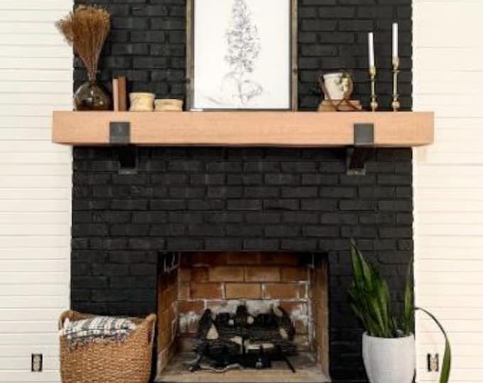 3” Wide Mantel Bracket for Modern Fireplace Upgrade – Industrial Farm Co Black Metal Shelf Support – Heavy Duty, Sold Individually