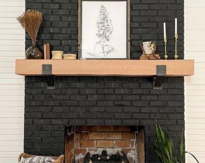 3” Wide Mantel Bracket for Modern Fireplace Upgrade – Industrial Farm Co Black Metal Shelf Support – Heavy Duty, Sold Individually