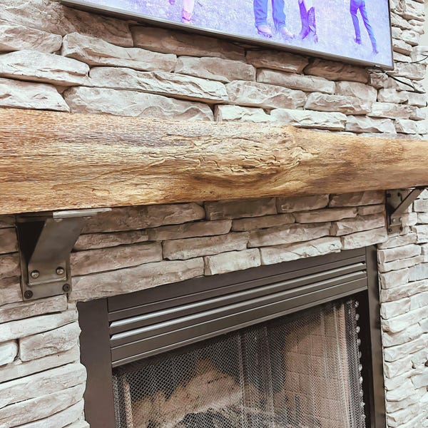 The Ithaca 4" Farmhouse Shelf Bracket – Heavy Duty Rustic Mantel Support, Black Metal Fireplace Bracket, Modern Farmhouse Mantle Hardware