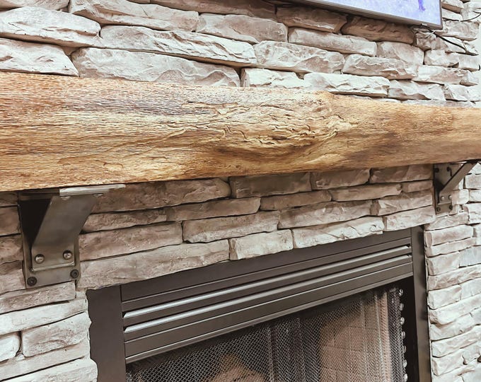 The Ithaca 4" Farmhouse Shelf Bracket – Heavy Duty Rustic Mantel Support, Black Metal Fireplace Bracket, Modern Farmhouse Mantle Hardware