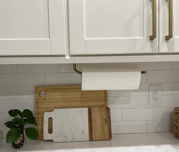 Hang paper towels inside cabinet with command strips  Kitchen paper towel, Paper  towel holder, Kitchen paper