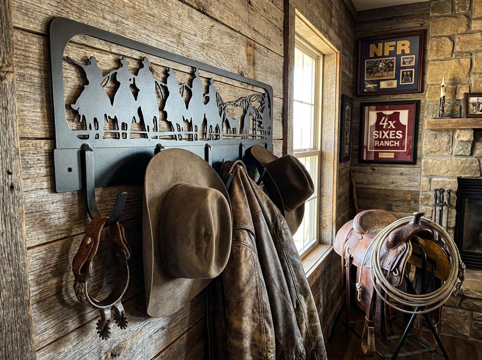 Rodeo Racks Handmade Steel Cowboy Coat Rack | Western Ranch Hooks, Rodeo Decor - Etsy