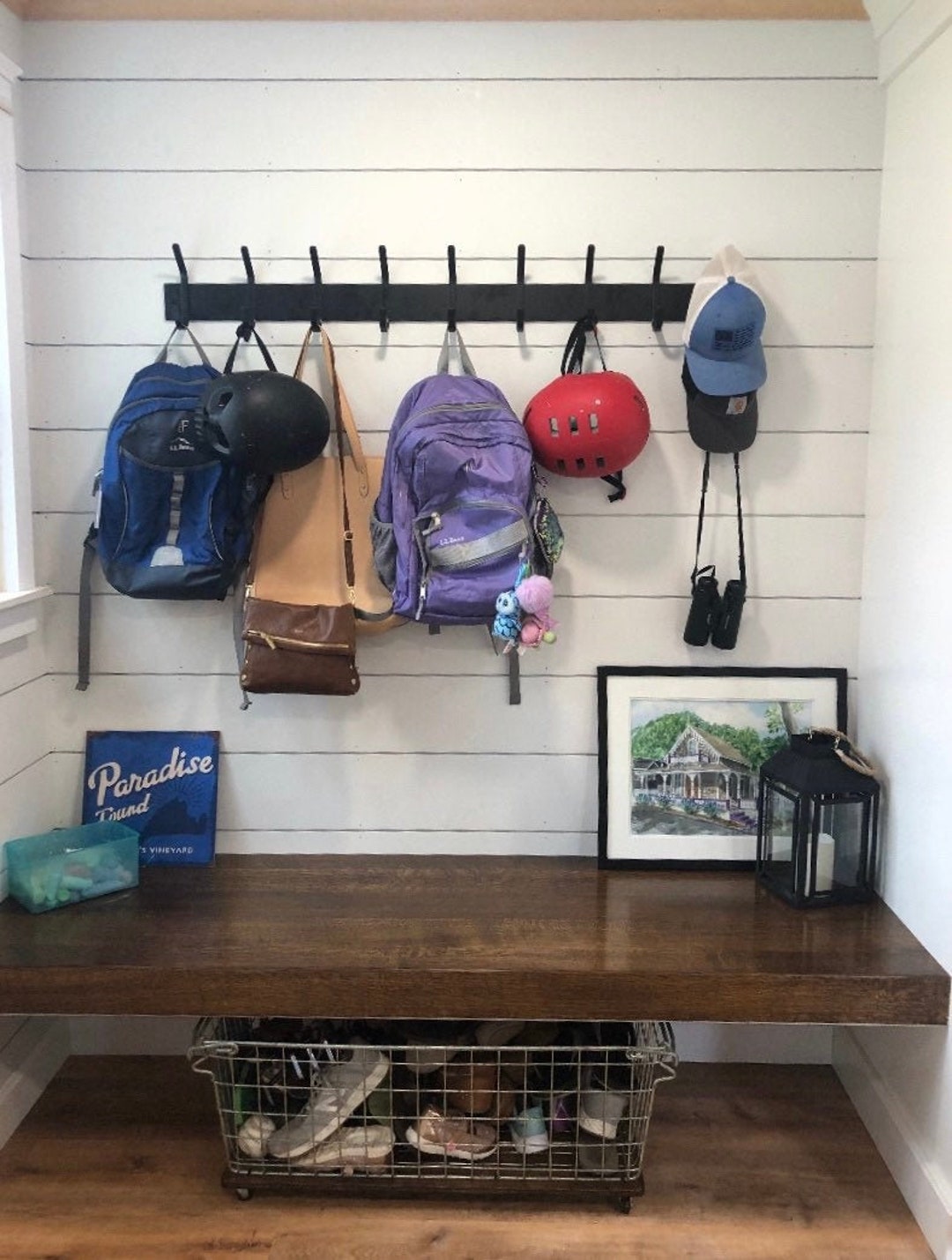 Shiplap Wall Laundry Wall Hooks Shiplap Wooden Wall Shelf With