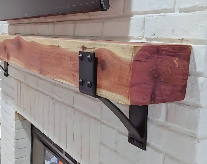 Farmhouse Mantel Backet with Rivets - 3" wide with 2" curved support bar - SOLD INDIVIDUALLY