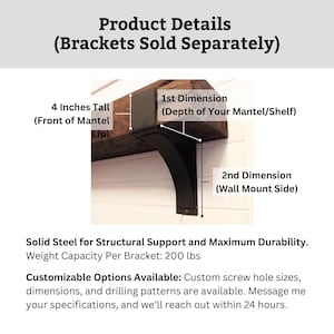Side angle of steel mantel support showing thickness and durable handmade construction

Pair of industrial steel mantel brackets holding a thick reclaimed wood beam mantel