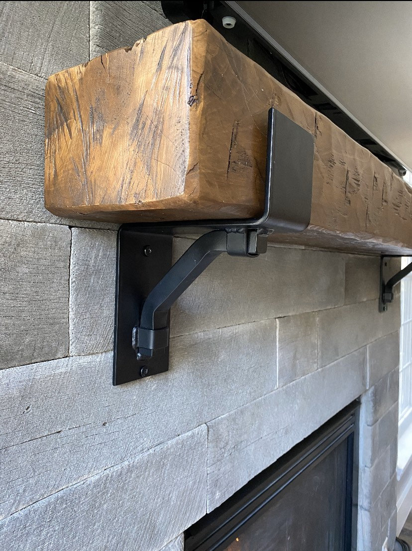 Rustic Mantel Bracket 4 wide with 1 solid square support bar SOLD