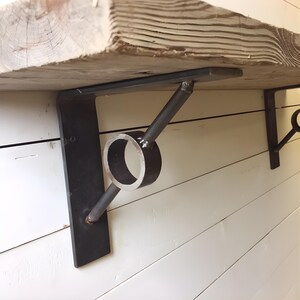Soporte de estante metálico de estilo industrial con anillo circular para montaje en pared, herrajes rústicos para baño y decoración de estantes de cocina imagen 12