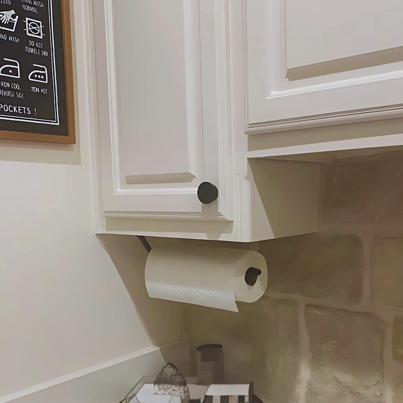 Portarrollos de papel higiénico Hyde Hall: acero industrial, montaje bajo armario, herrajes de cocina rústicos, dispensador de pared, hecho a mano en EE. UU. imagen 17