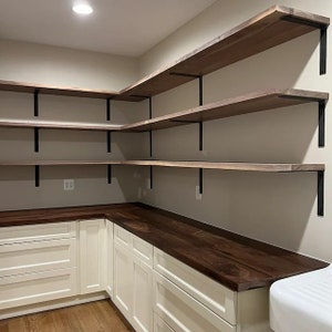 Elegant Black Steel and Brass 1.5 inch wide L Shelf Bracket - Modern Industrial Open Shelving Hardware
