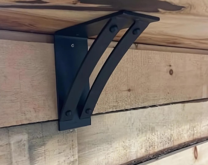 Heavy Duty Double Support Bar Shelving Bracket | Metal Bracket with Rivets | Industrial Shelf Bracket | Sold Individually