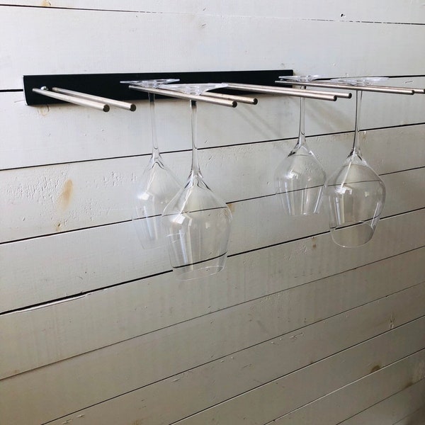 Metal Wine Glass Rack, Wall Mounted Glass Rack, Floating Wine Glass Rack, Rustic Glass Holder