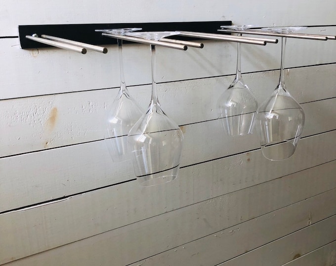 Metal Wine Glass Rack, Wall Mounted Glass Rack, Floating Wine Glass Rack, Rustic Glass Holder