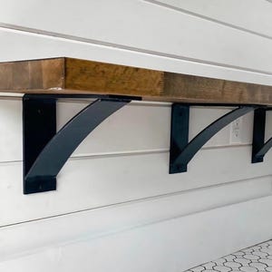 Modern Industrial Concave Shelf Brackets – Raw Steel Heavy-Duty 2″/3″/4″ Wide – Handmade USA (Powder-Coat Option)