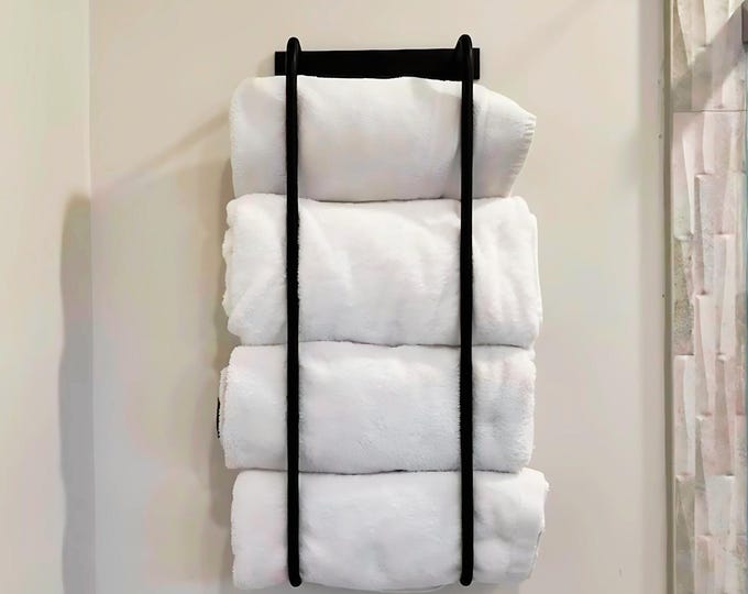 Industrial Towel Rack – Wall Mounted Metal Towel Holder – Handmade Steel Ladder for Bathroom or Blanket Storage