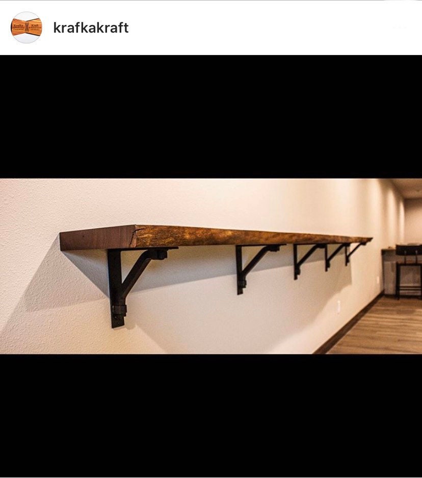 Matte Black Shelf Bracket, Black L Bracket Heavy Duty, Flat L Bracket