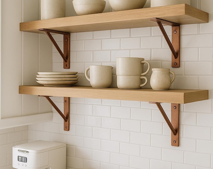 Heavy Duty L Shelf Bracket • 1/4" Steel • 1/2" Round Support Bar • Metal Shelf Brackets - Open Shelving, Mantels & Countertops • Made in USA