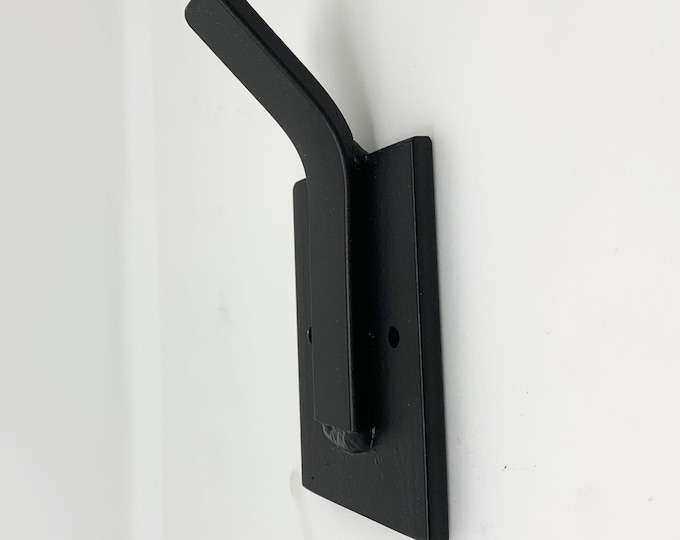 Tator Hook - Handmade Metal Wall Hook | Rustic Steel Wall-Mounted Hook | Black Metal Hook | Heavy Duty Hook