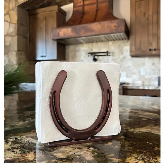 Rustic Western Horseshoe Napkin & Paper Holder – Farmhouse Table Organizer