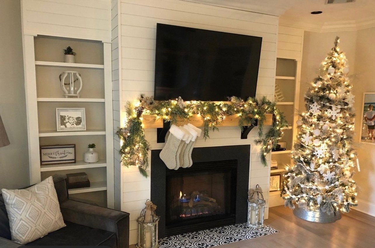 Christmas Fireplace Decor Winter Home Decor Farmhouse Winter ...