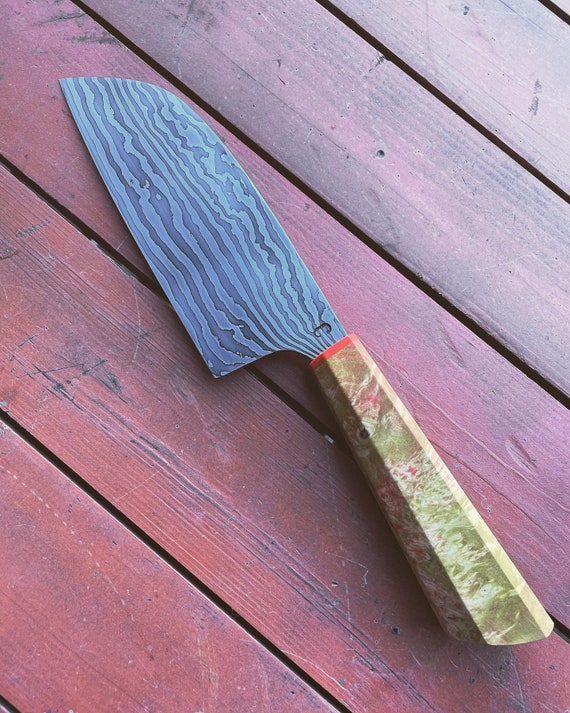 Damascus Utility Knife Etsy