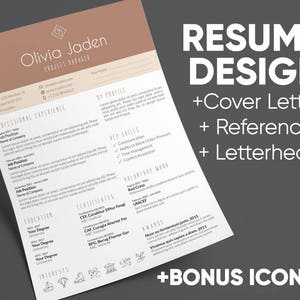 Download Resume Template Cover Letter References Letterhead Etsy