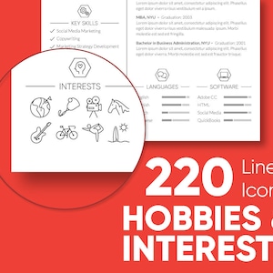 220 Hobbies and Interests - Icon Set / Stickers / Stamps /
