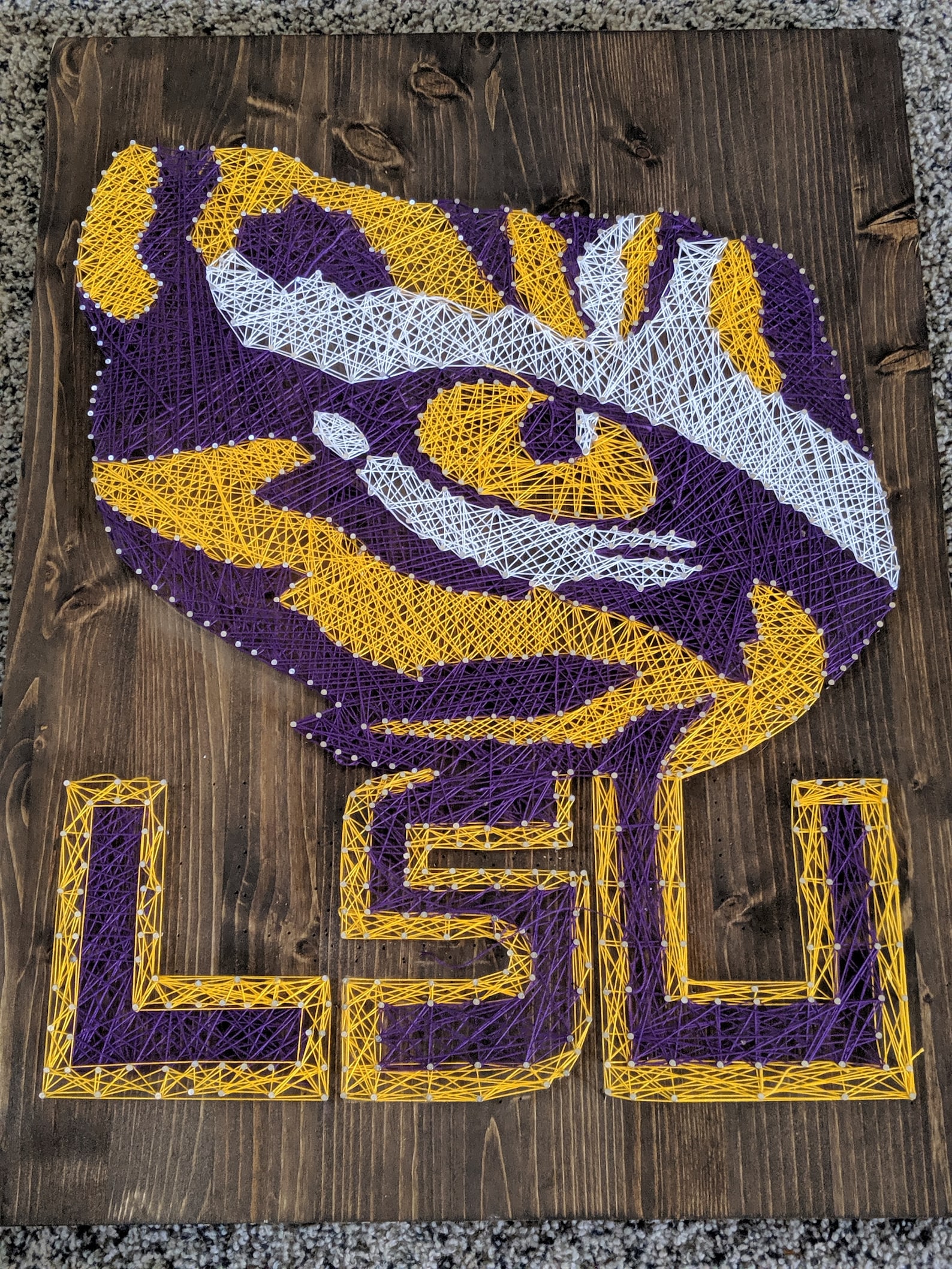 String Art Lsu LSU Nail String Art - Etsy