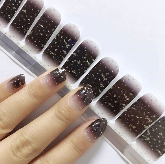 Black Ombre Nail Wraps Etsy