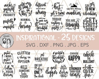 Inspirational Quote SVG Cut File Bundle, Cut File for Cricut & Cameo Silhouette, Quote DXF Cut File, Lettering Cut File, Quotes svg, saying