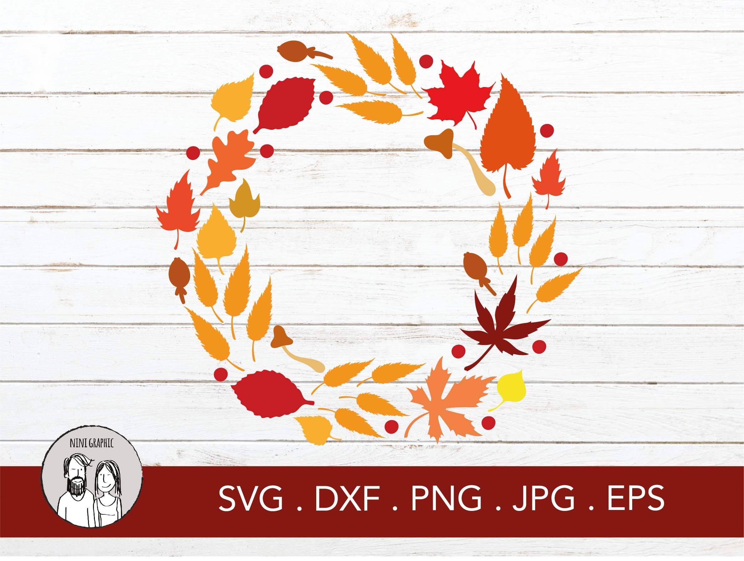 Fall wreath floral Svg Dxf Autumn Thanksgiving Wreath SVG | Etsy