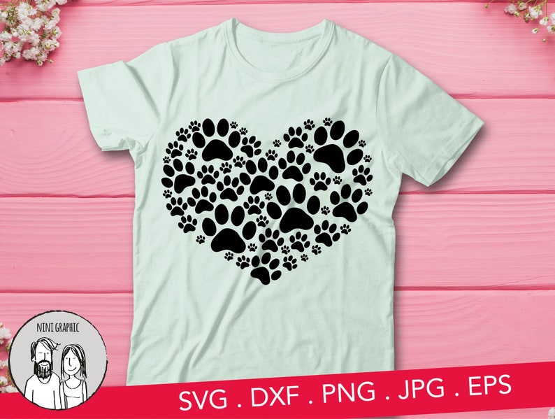 Download Paw print Heart shape SVG Heart vector Love Svg Valentines ...