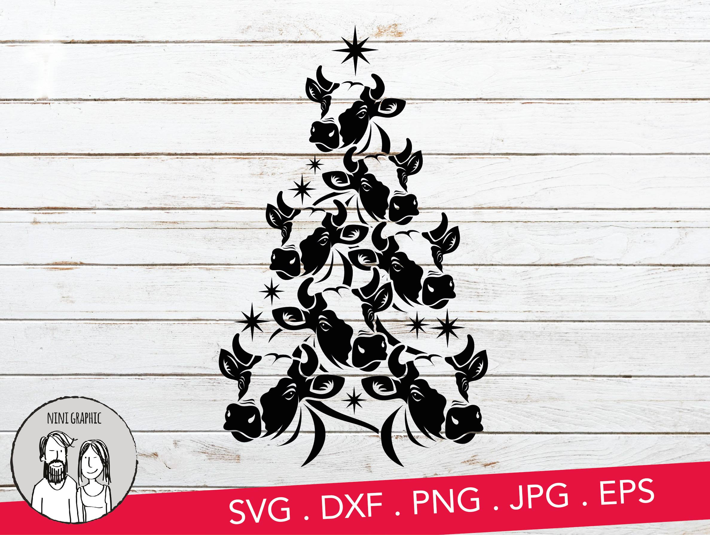 Christmas Svg, Cow Christmas Tree Svg, Christmas Stockyard Svg, Cattle ...