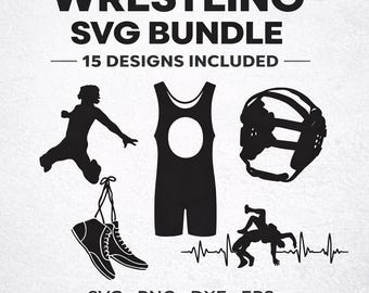 Paquete SVG de lucha libre / 15 diseños de lucha libre / Archivos de corte de camisetas de equipo para Cricut y Silhouette