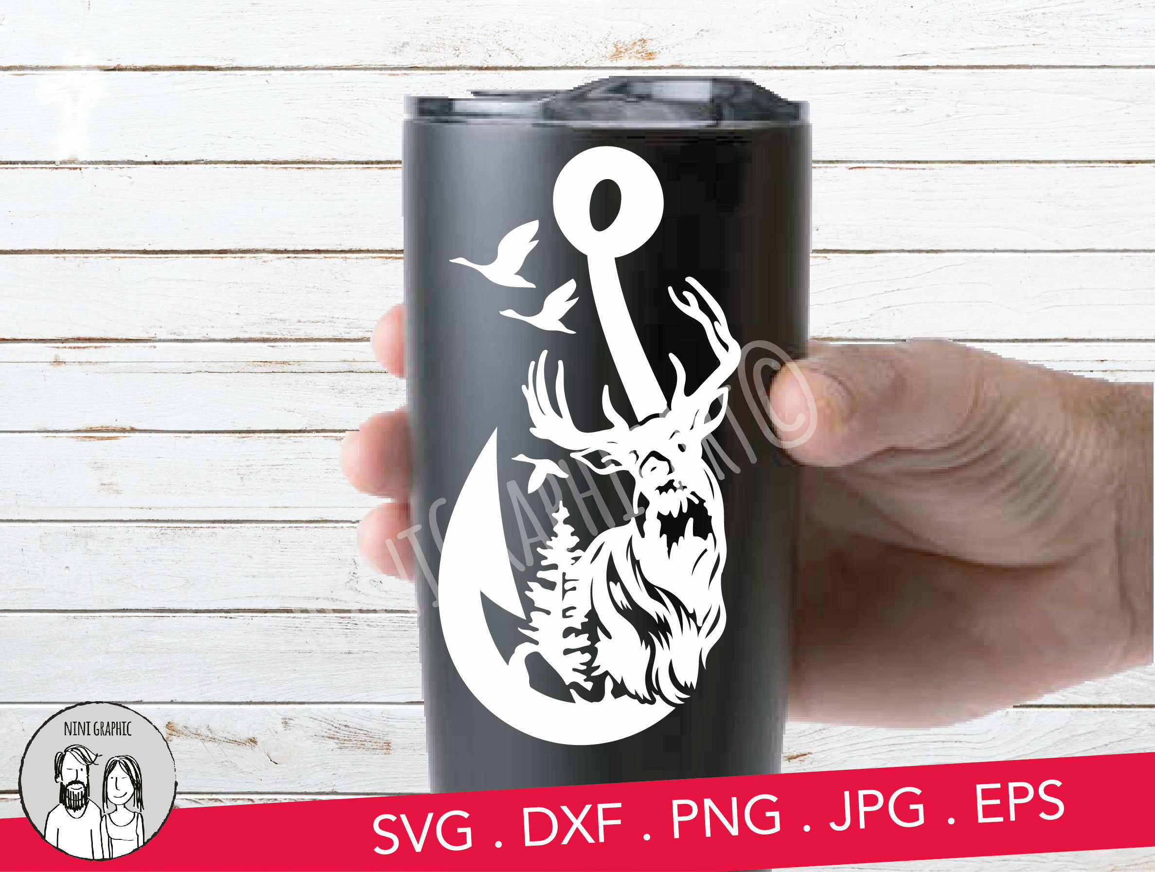 Download Deer and Fish Fish hook SVG Hunting Svg Fishing Svg eps | Etsy