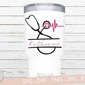 Stethoscope Monogram Split Frame For Tumbler SVG, Nursing svg, Nurse svg, Stethoscope svg, Stethoscope cut file, Doctor svg, Medical svg png