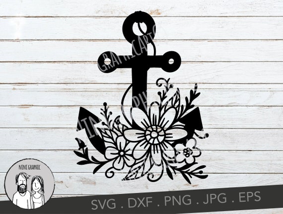 Download Floral anchor svg Anchor flourish Anchor SVG Silhouette | Etsy