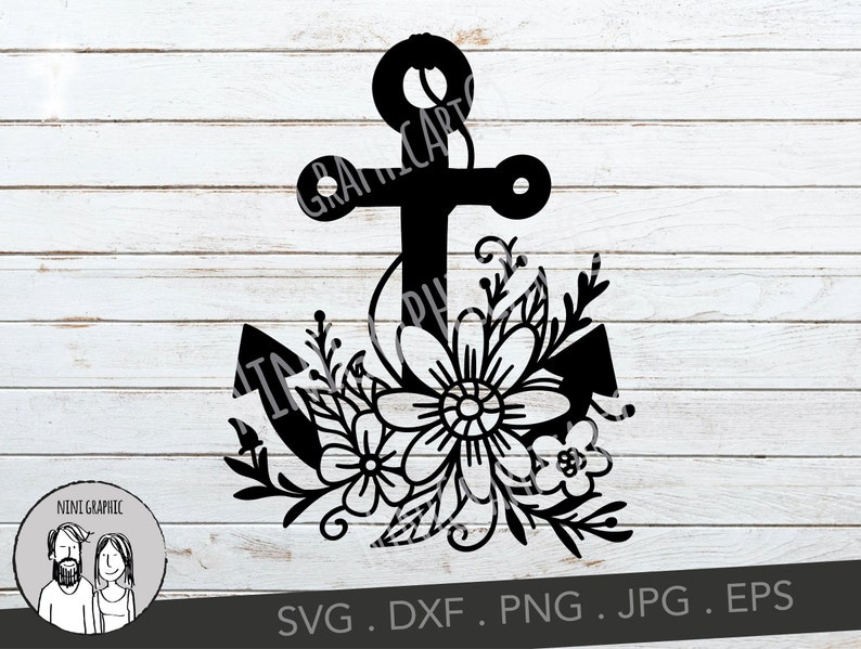 Download Floral anchor svg Anchor flourish Anchor SVG Silhouette | Etsy