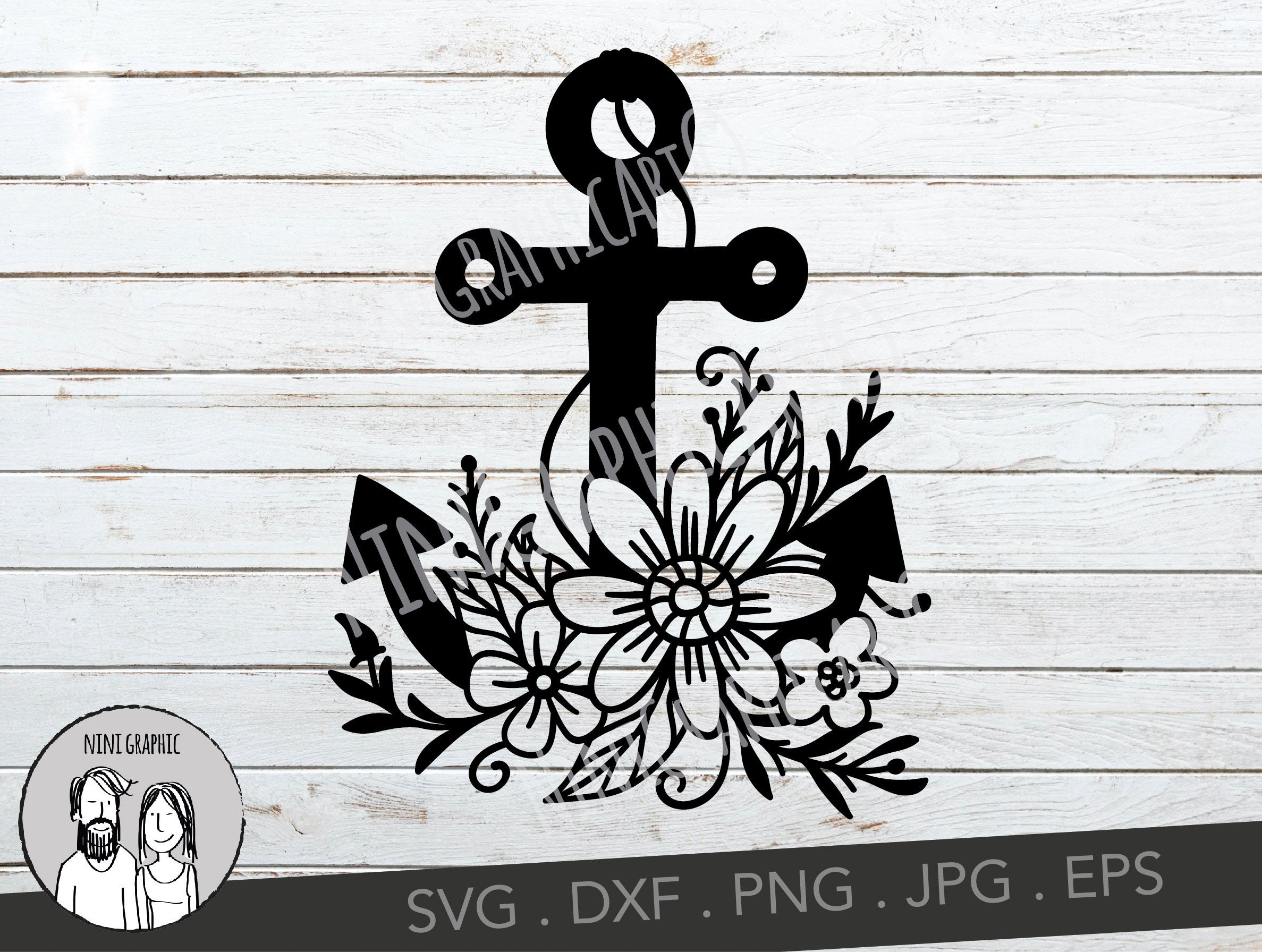 Download Floral anchor svg Anchor flourish Anchor SVG Silhouette | Etsy