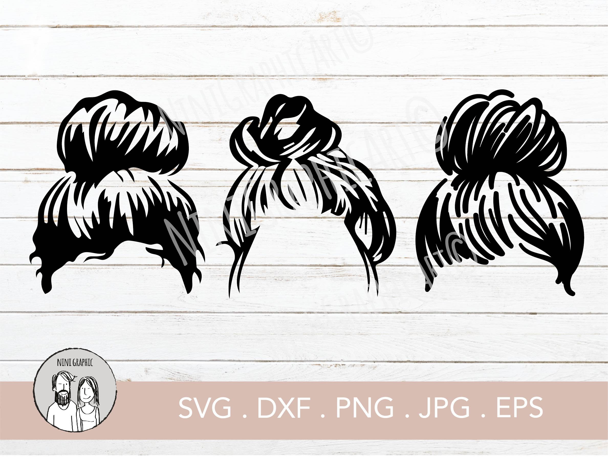 SVG Messy Bun 3 Cutting File Instant Download Vinyl | Etsy