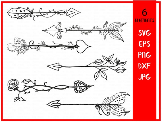 Download Floral Arrows svg cutting files arrows-hand drawn boho | Etsy