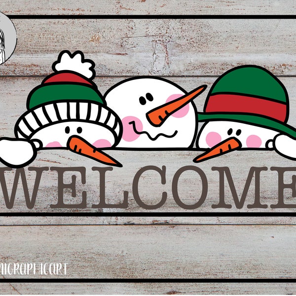 Hand drawn welcome snowmen Faces & Snowman split frame SVG, welcome snowmen, Silhouette Cut, Cricut SVG, christmas svg, split frame