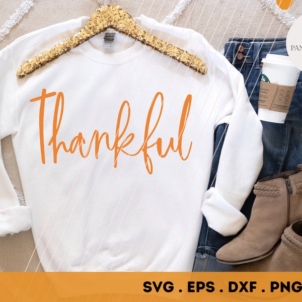 Thankful with Cross SVG, Thanksgiving, Fall svg, Thankful Svg, Cross svg, thanksgiving svg eps, dxf, png, Silhouette, Cricut, Christmas svg