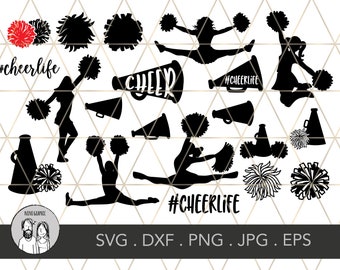 Cheerleader svg bundle, Cheer svg, cheer mom svg, png,dxf, cheerleader silhouette svg,cheerleading svg, Cheer Cut file Bundle, cheerlife svg