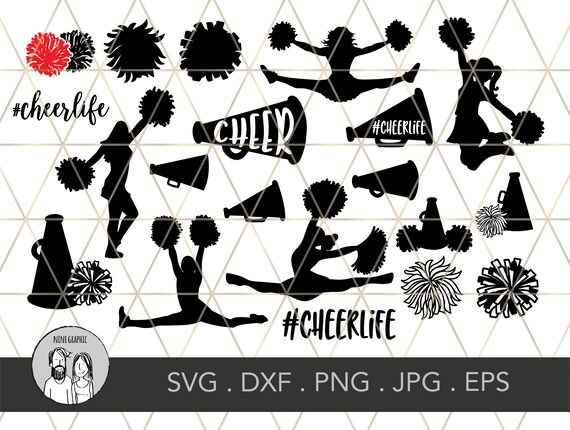 Cheerleader svg bundle, Cheer svg, cheer mom svg, png,dxf, cheerleader silhouette svg,cheerleading svg, Cheer Cut file Bundle, cheerlife svg