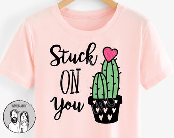 Valentines day, Stuck on you svg design, Cactus svg, girls, Valentine SVG, cute Cactus SVG, valentines day clipart, girls valentines day svg