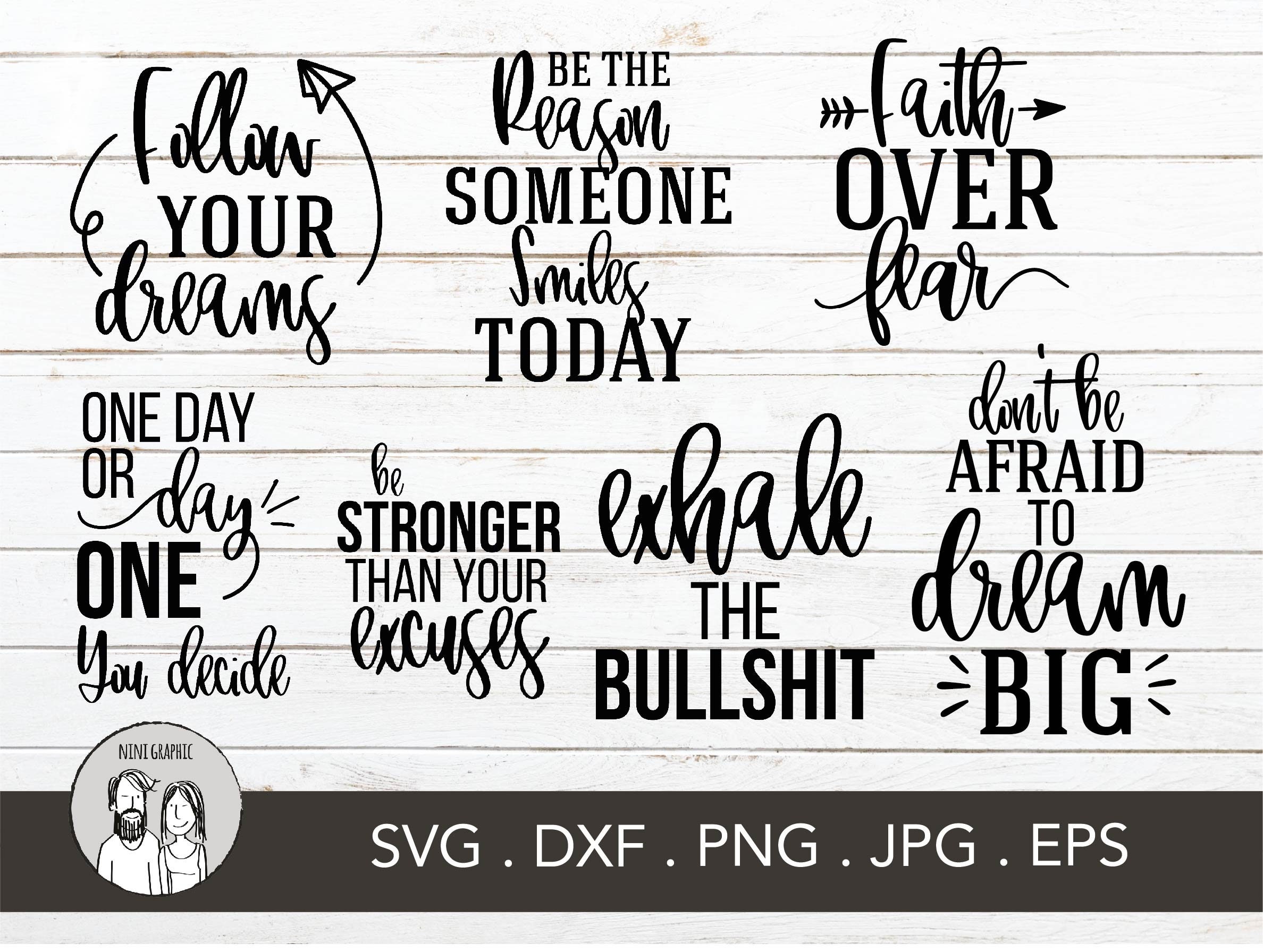 Inspirational Quote SVG Cut File Bundle, Cut File for Cricut & Cameo ...