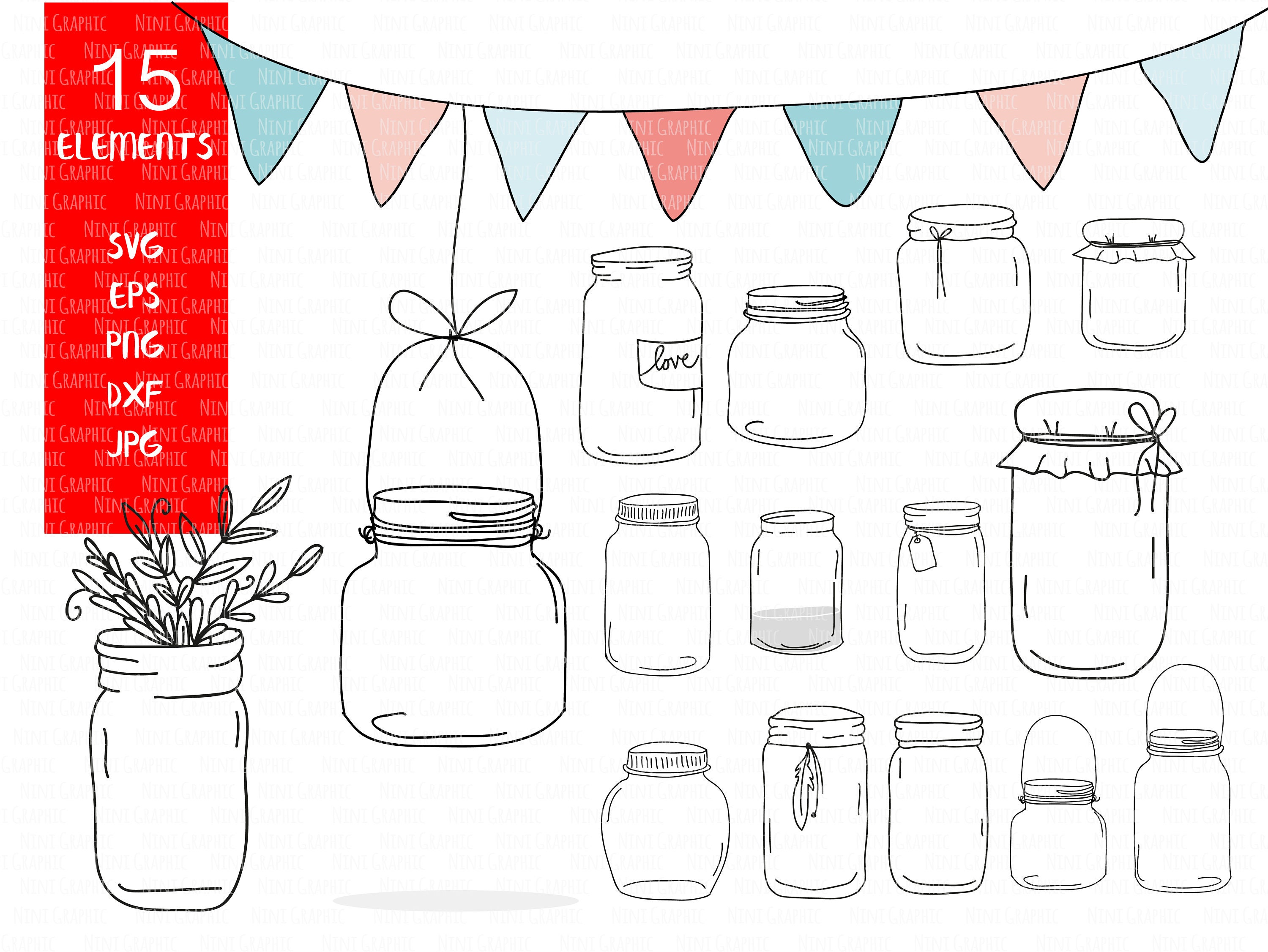 Download Mason Jar Svg Monogram Frame Svg Dxf Mason Jar Design Svg File Etsy