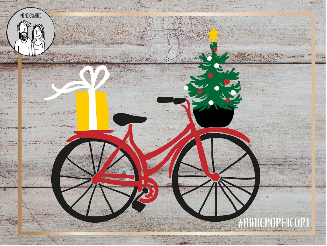 GIFT with bicycle cutting files dxf svg png holiday Etsy