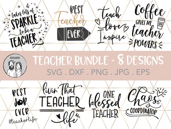 Download Teacher Svg Dxf File Teach Love Inspire Clipart Gift For Etsy