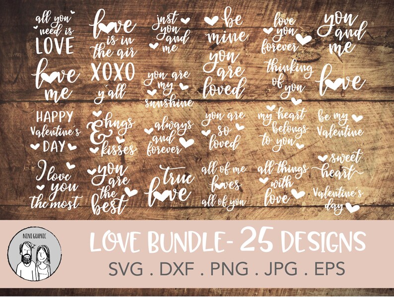 printable vector clip arts 25 instant download Valentine/'s day SVG Bundle love SVG bundle Files for Tumbler Valentine/'s SVG Cut Files